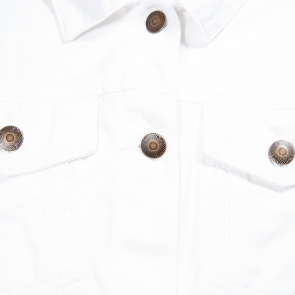 C&V Chelsea Violet White Denim Jacket Raw Hem Frayed Cropped Size M - Picture 6 of 10